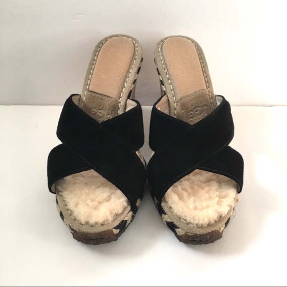 UGG Margot Sheepskin Wedge Slip On Sandals Size 6 - Picture 5 of 8